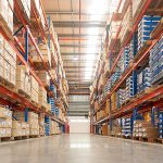 Shelves in a warehouse.
